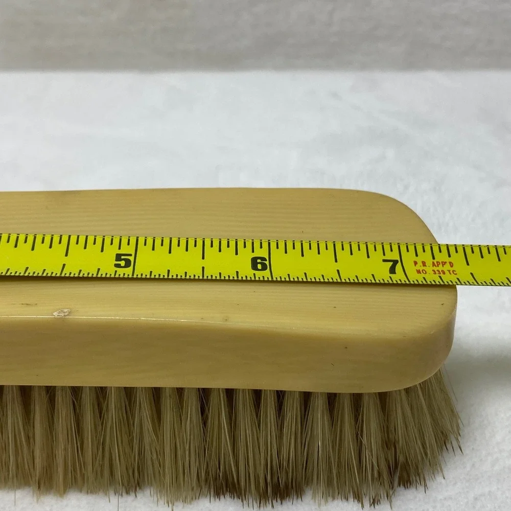 Vintage Cream Colored Bakelite‎ Clothes Brush Natural Bristles Wood Handle *READ